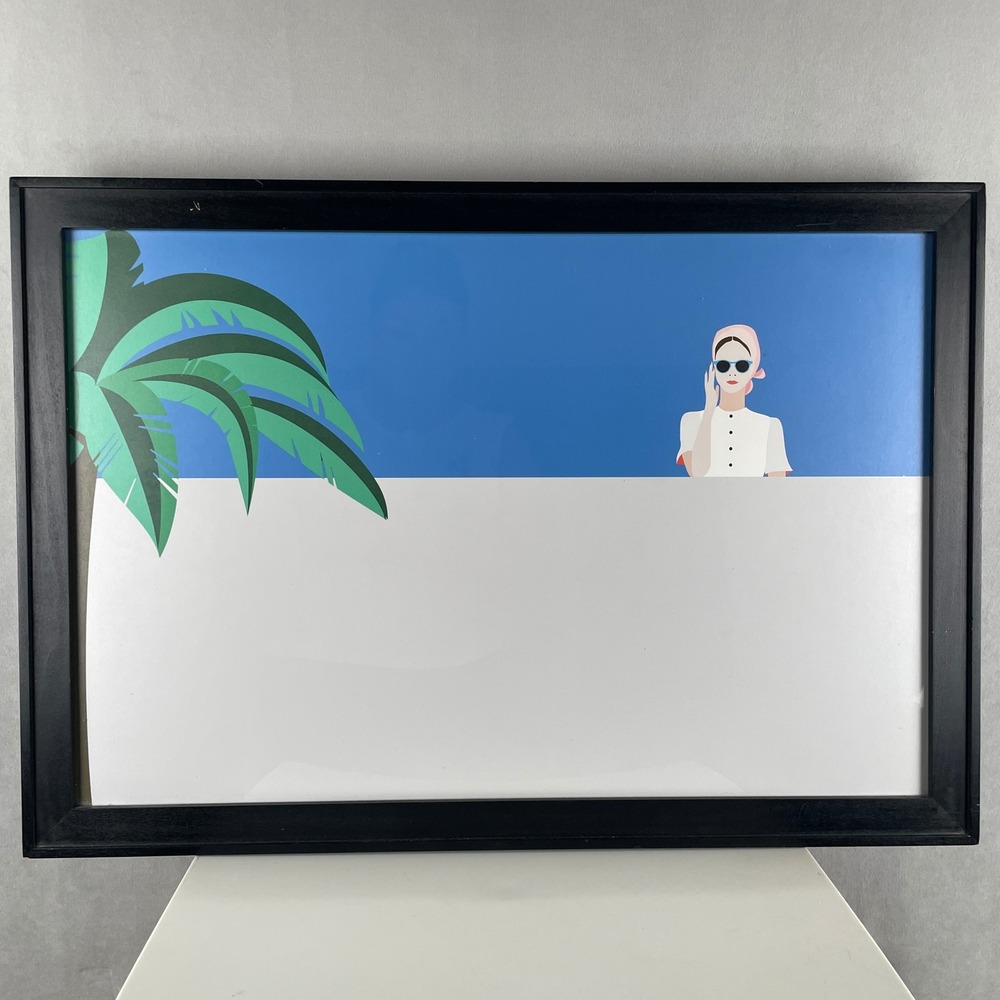 Minimalist Carolina Melis Italian Pop Art Frame Print Woman Palm Tree Black Rare